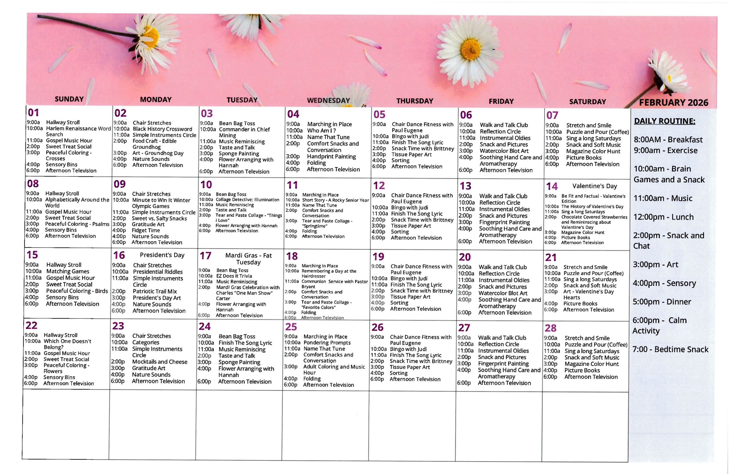 The Pinnacle of Hattiesburg - Assisted Living and Memory Care - Activity Calendar 2