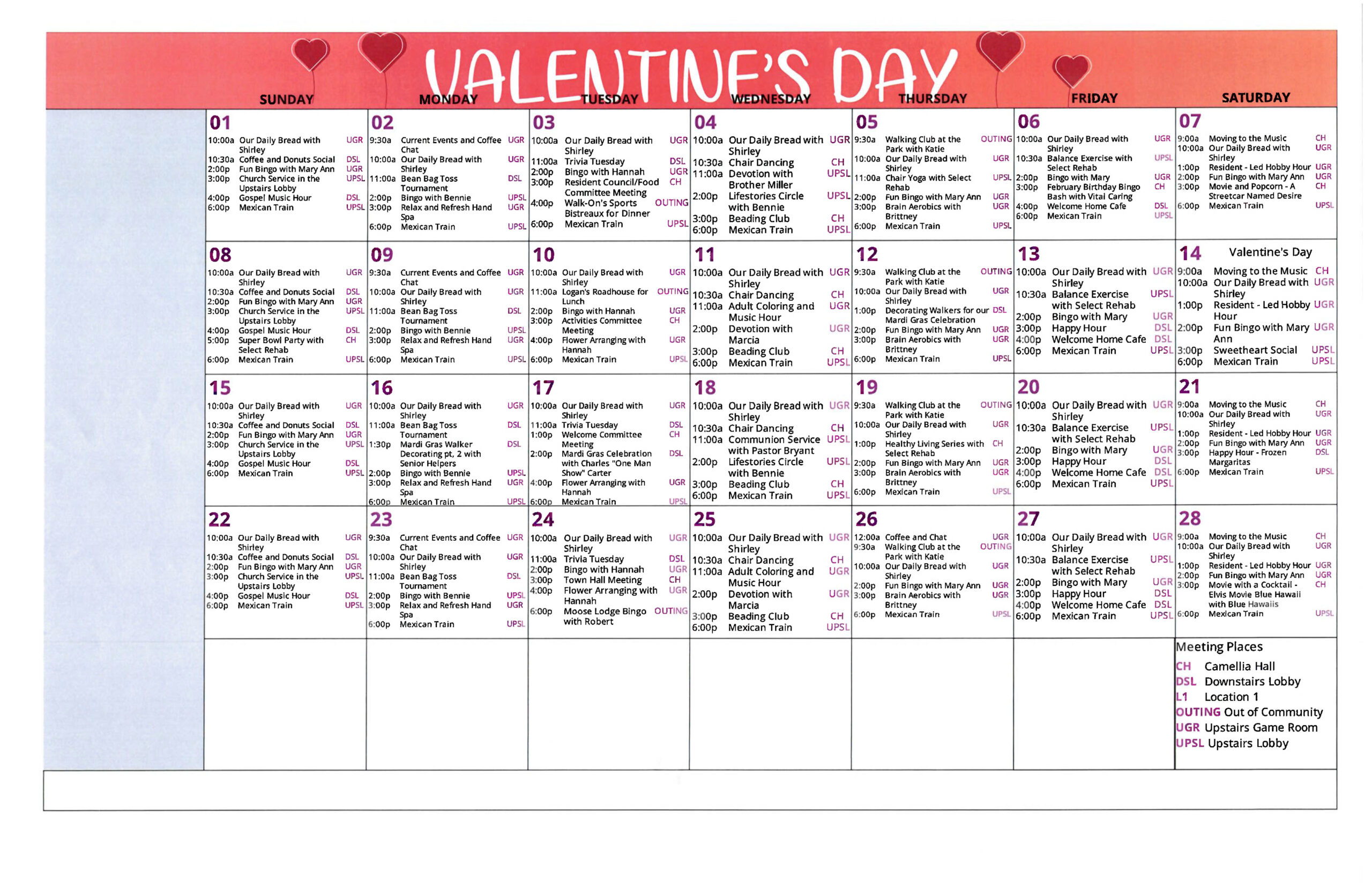 The Pinnacle of Hattiesburg - Assisted Living and Memory Care - Activity Calendar 1